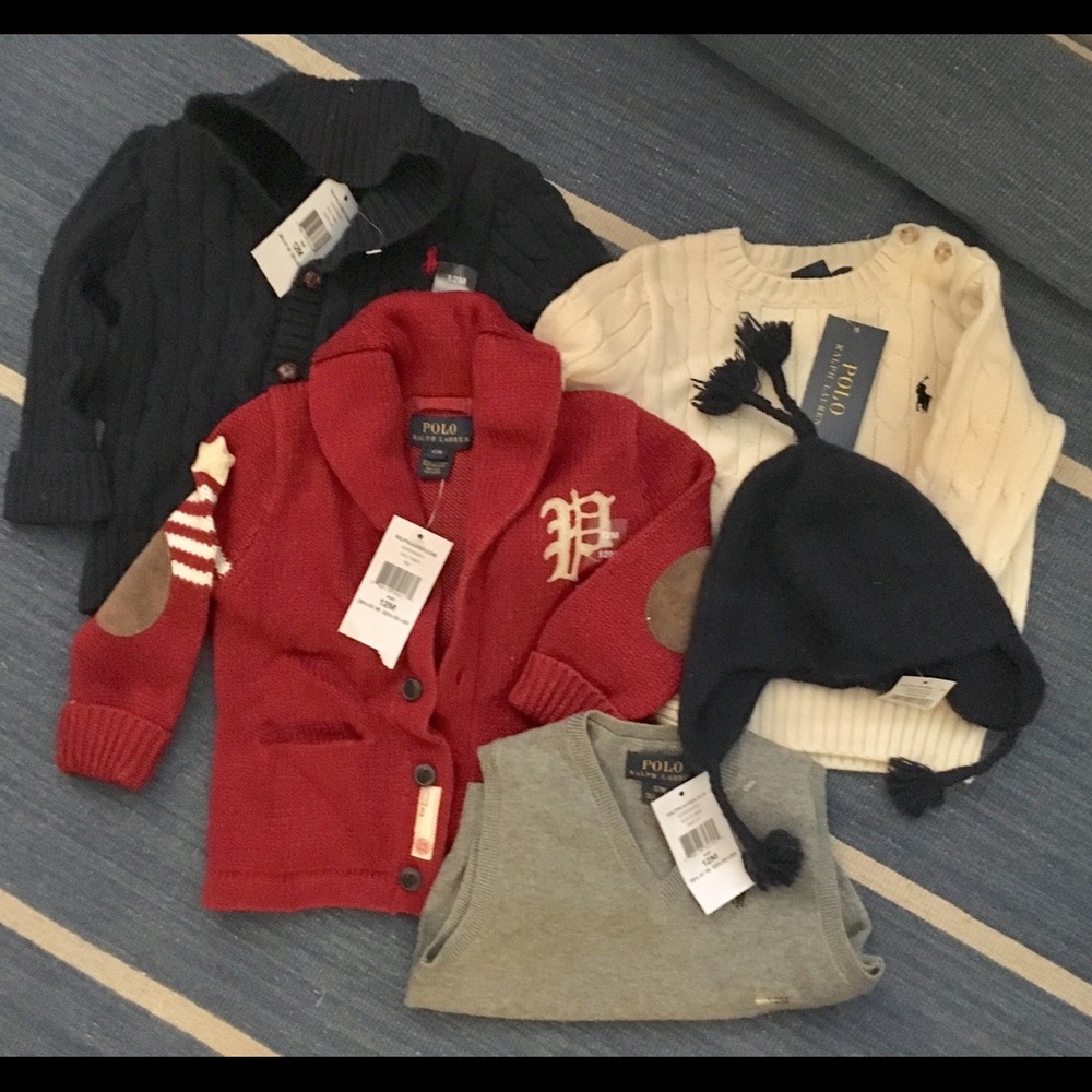 New Polo Ralph Lauren boys 12M sweaters & hat